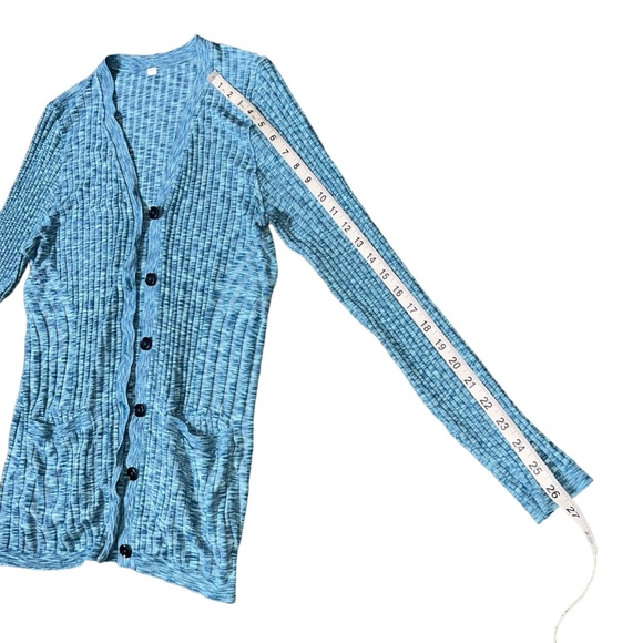 Athleta Revolve Seamless Cardigan Blue Heather Medium - Picture 9 of 10